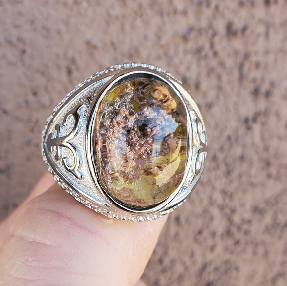 New Yellow Phantom Quartz Adjustable 925 Silver Ring. - Picture 9 of 14